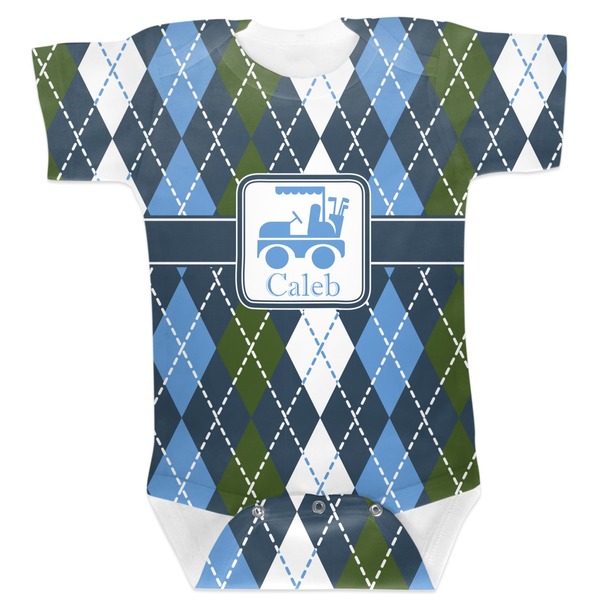 Custom Blue Argyle Baby Bodysuit 12-18 (Personalized)