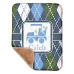 Blue Argyle Sherpa Baby Blanket - 30" x 40" w/ Name or Text