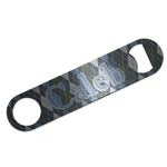 Blue Argyle Bar Bottle Opener - Silver w/ Name or Text