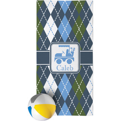 Blue Argyle Beach Towel (Personalized)