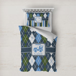 Blue Argyle Duvet Cover Set - Twin XL (Personalized)