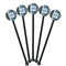 Blue Argyle Black Plastic 5.5" Stir Stick - Round - Fan View