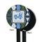 Blue Argyle Black Plastic 5.5" Stir Stick - Single Sided - Round - Front & Back