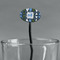 Blue Argyle Black Plastic 7" Stir Stick - Oval - Main