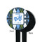 Blue Argyle Black Plastic 7" Stir Stick - Single Sided - Round - Front & Back