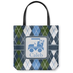 Blue Argyle Canvas Tote Bag - Small - 13"x13" (Personalized)