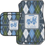 Blue Argyle Car Floor Mats Set - 2 Front & 2 Back (Personalized)