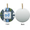 Blue Argyle Ceramic Flat Ornament - Circle Front & Back (APPROVAL)