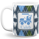 Blue Argyle 11 Oz Coffee Mug - White (Personalized)