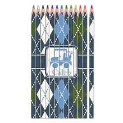 Blue Argyle Colored Pencils (Personalized)