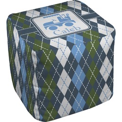 Blue Argyle Cube Pouf Ottoman (Personalized)