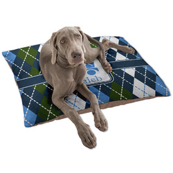 Blue Argyle Dog Bed - Large w/ Name or Text