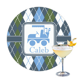 Blue Argyle Printed Drink Topper - 3.25" (Personalized)
