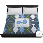 Blue Argyle Duvet Cover - King (Personalized)