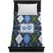 Blue Argyle Duvet Cover - Twin - On Bed - No Prop