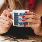 Blue Argyle Double Shot Espresso Cup - Single (Personalized)