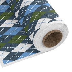 Blue Argyle Fabric by the Yard - Copeland Faux Linen
