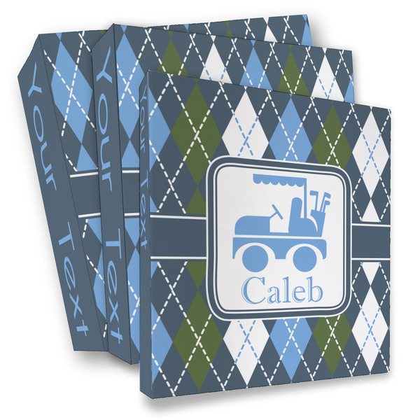 Custom Blue Argyle 3 Ring Binder - Full Wrap (Personalized)