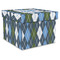 Blue Argyle Gift Boxes with Lid - Canvas Wrapped - XX-Large - Front/Main