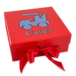 Blue Argyle Gift Box with Magnetic Lid - Red (Personalized)