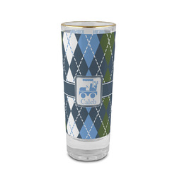 Blue Argyle 2 oz Shot Glass - Glass with Gold Rim (Personalized)