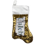 Blue Argyle Reversible Sequin Stocking - Gold (Personalized)