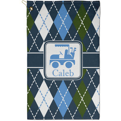 Blue Argyle Golf Towel - Poly-Cotton Blend - Small w/ Name or Text
