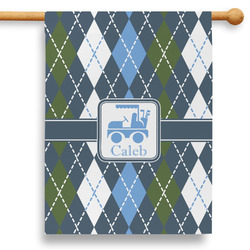 Blue Argyle 28" House Flag - Single Sided (Personalized)