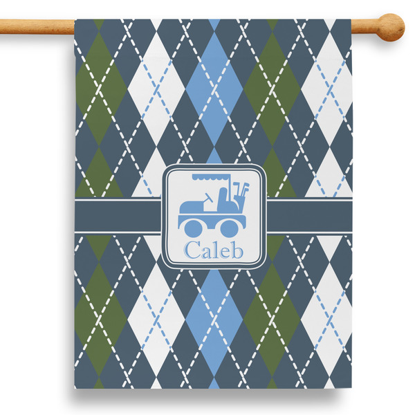 Custom Blue Argyle 28" House Flag - Double Sided (Personalized)