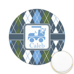 Blue Argyle Printed Cookie Topper - 2.15" (Personalized)