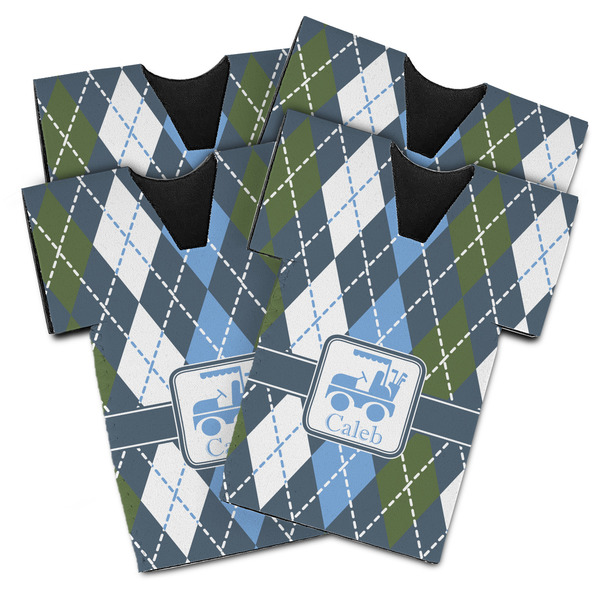 Custom Blue Argyle Jersey Bottle Cooler - Set of 4 (Personalized)