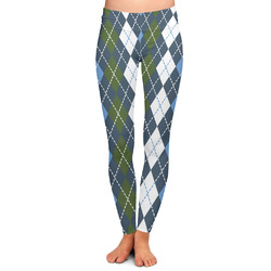 Blue Argyle Ladies Leggings - Large