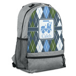 Blue Argyle Backpack - Grey (Personalized)