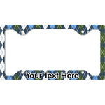 Blue Argyle License Plate Frame - Style C (Personalized)