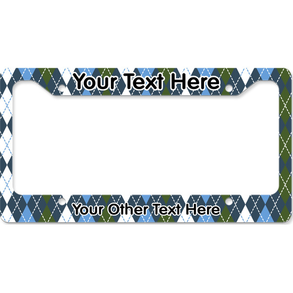 Custom Blue Argyle License Plate Frame - Style B (Personalized)