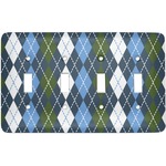 Blue Argyle Light Switch Cover (4 Toggle Plate)