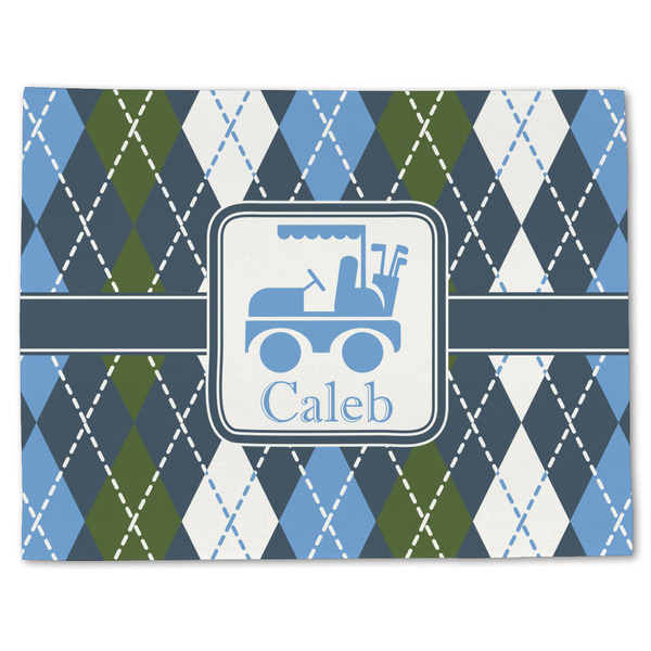 Custom Blue Argyle Single-Sided Linen Placemat - Single w/ Name or Text