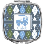 Blue Argyle Compact Makeup Mirror (Personalized)