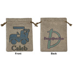 Blue Argyle Medium Burlap Gift Bag - Front & Back (Personalized)