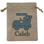 Blue Argyle Medium Burlap Gift Bag - Front (Personalized)