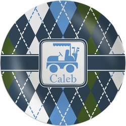 Blue Argyle Melamine Salad Plate - 8" (Personalized)