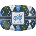 Blue Argyle Melamine Platter w/ Name or Text