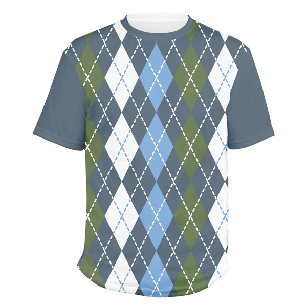 Custom Blue Argyle Men's Crew T-Shirt - 3X Large