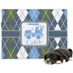 Blue Argyle Dog Blanket - Large (Personalized)