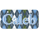 Blue Argyle Mini/Bicycle License Plate (2 Holes) (Personalized)