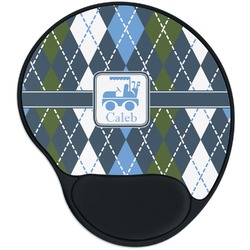 Blue Argyle Mouse Pad with Wrist Support