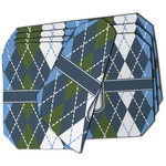 Blue Argyle Dining Table Mat - Octagon - Set of 4 (Double-SIded) w/ Name or Text