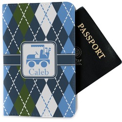 Blue Argyle Passport Holder - Fabric (Personalized)