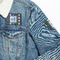 Blue Argyle Patches Lifestyle Jean Jacket Detail