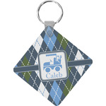 Blue Argyle Diamond Plastic Keychain w/ Name or Text